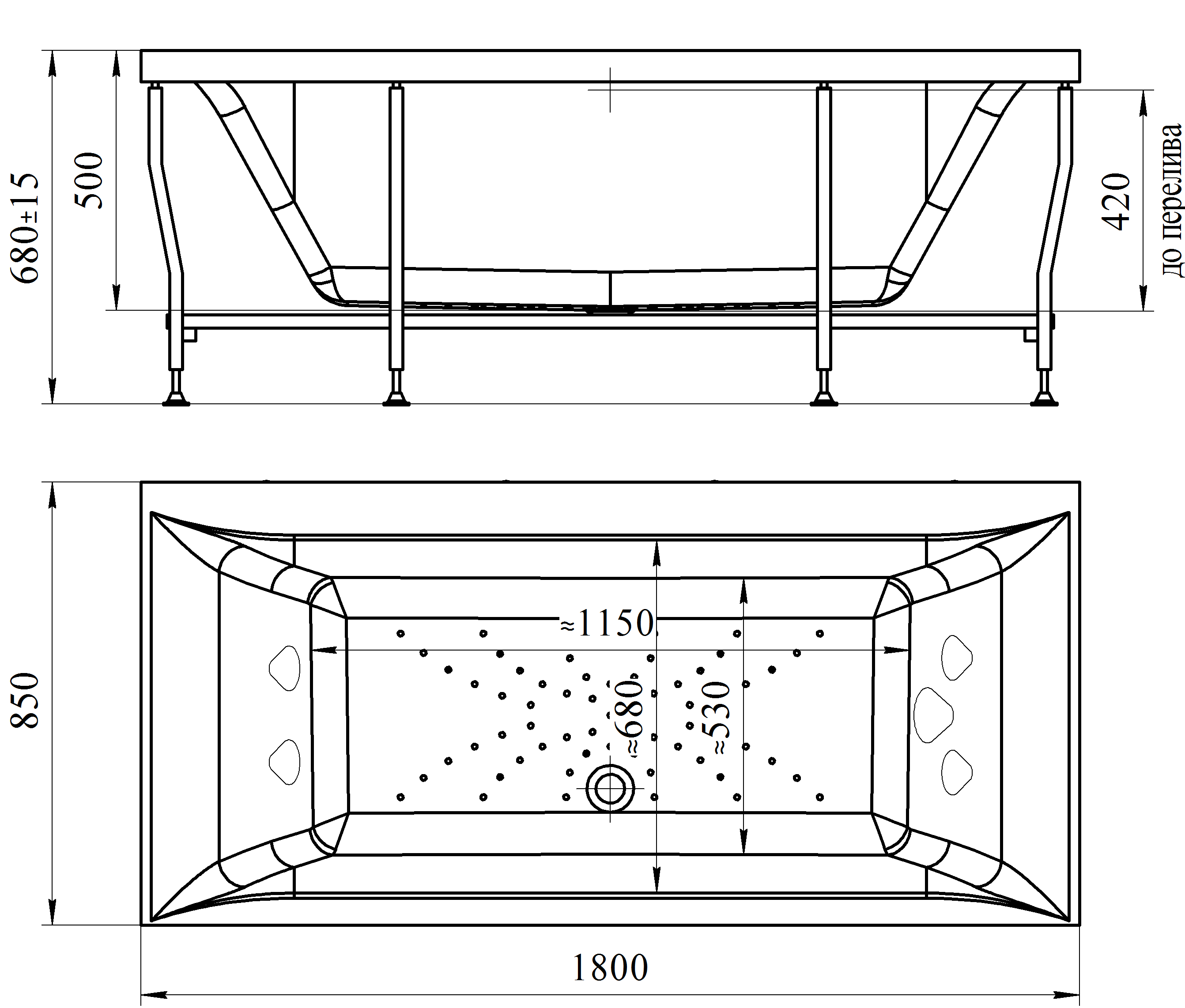 Ванна акриловая "ПАЛЕРМО", 1800х850, рама-подставка