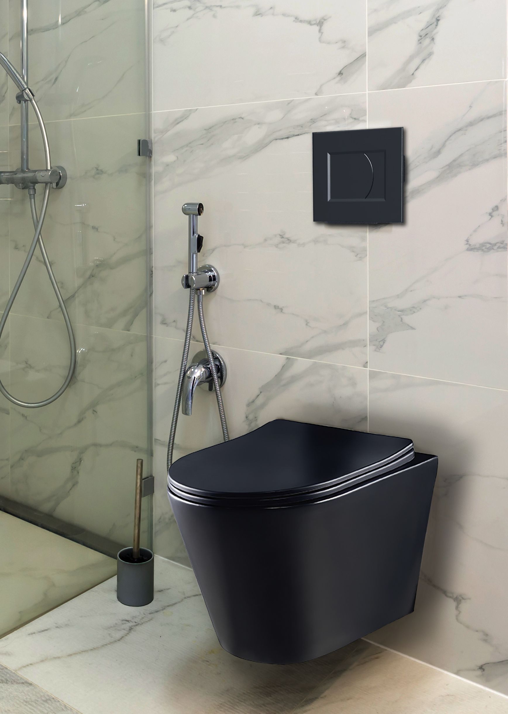 картинка Комплект 3 в 1 инсталляция Grohe Rapid SL + Унитаз подвесной CULTO MONET Black+ кнопка GROHE Skate Cosmopolitan хром от магазина CULTO