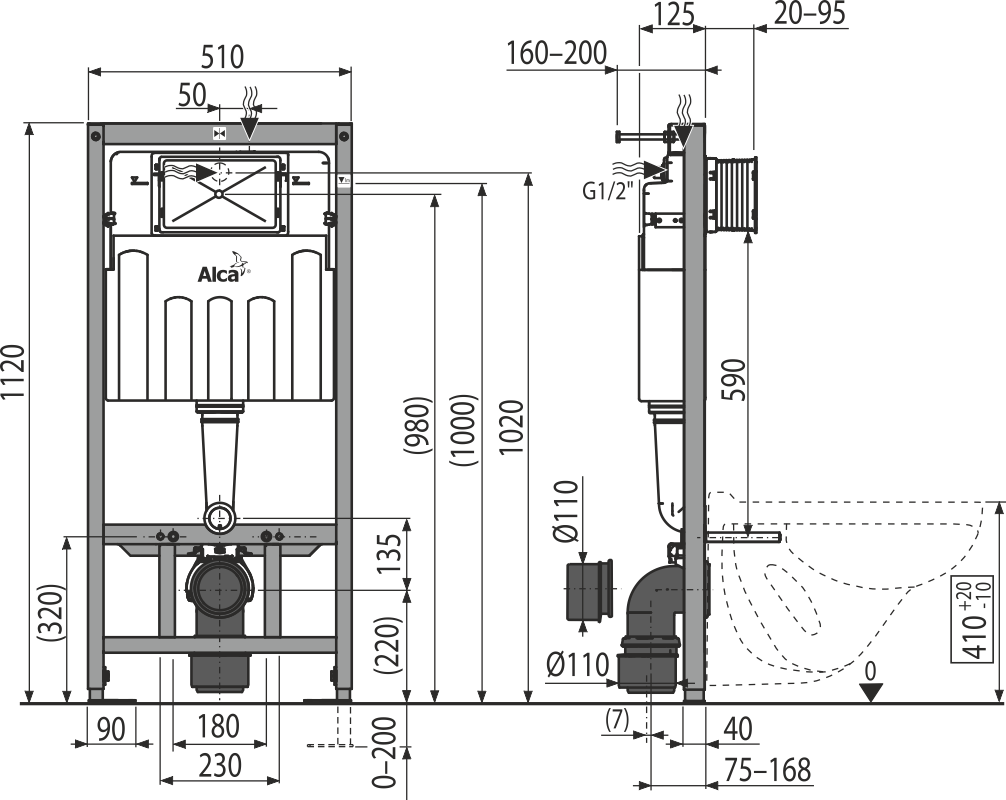 картинка Система инсталляции для унитазов 3 в 1 AlcaPlast Sadromodul AM101/1120+M071 от магазина CULTO