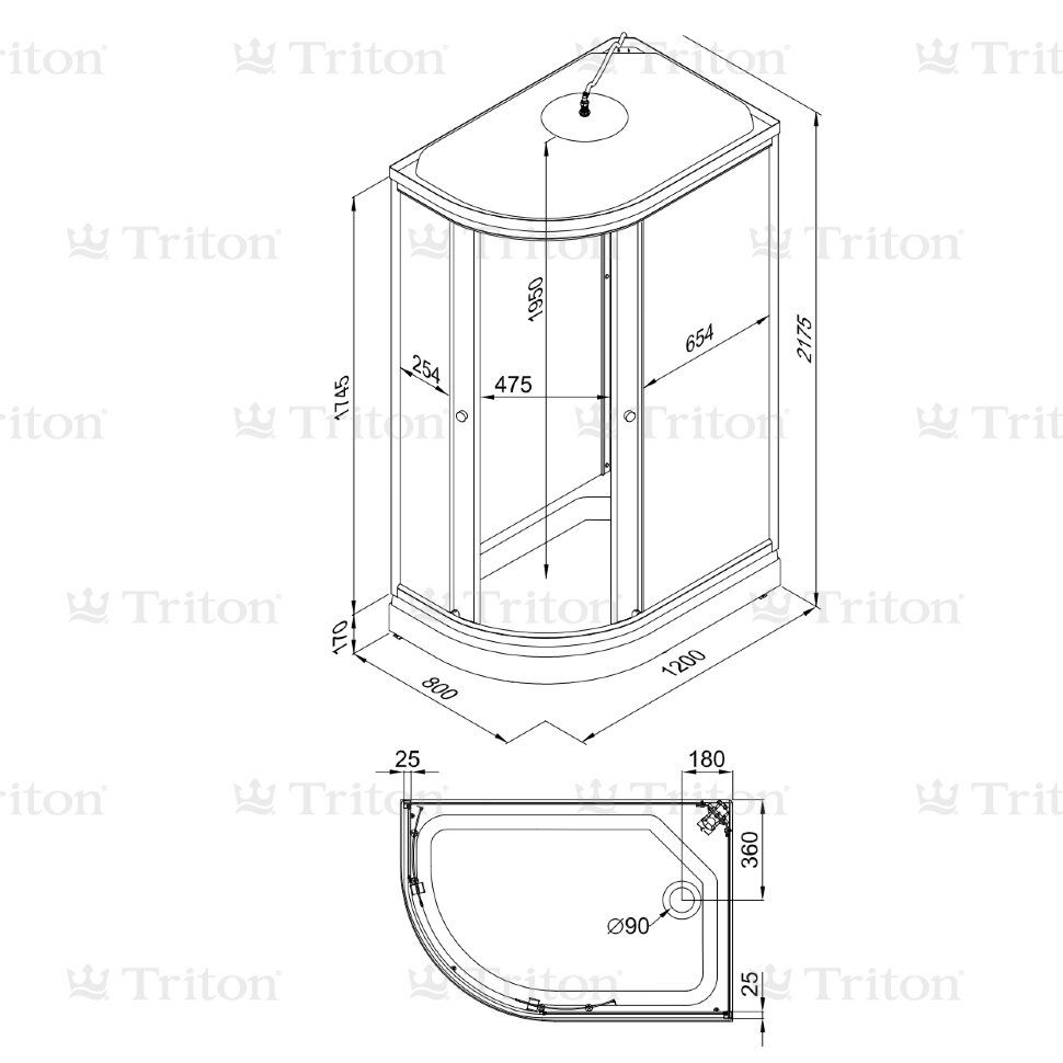 Душевая Кабина Triton Коралл 120*80 А Правая CULTO