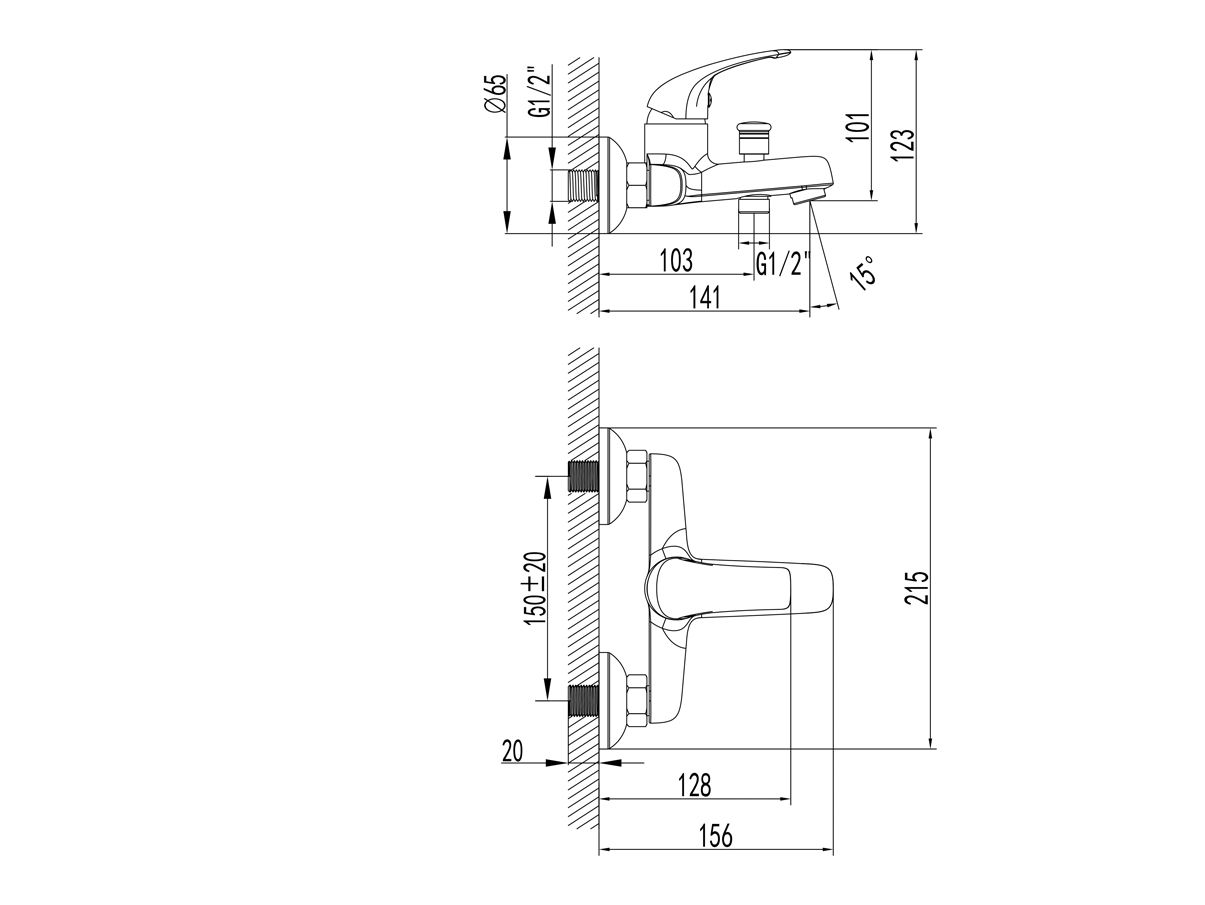 картинка Смеситель для ванны с коротким изливом Culto СИМПЛ (SIMPLE) от магазина CULTO