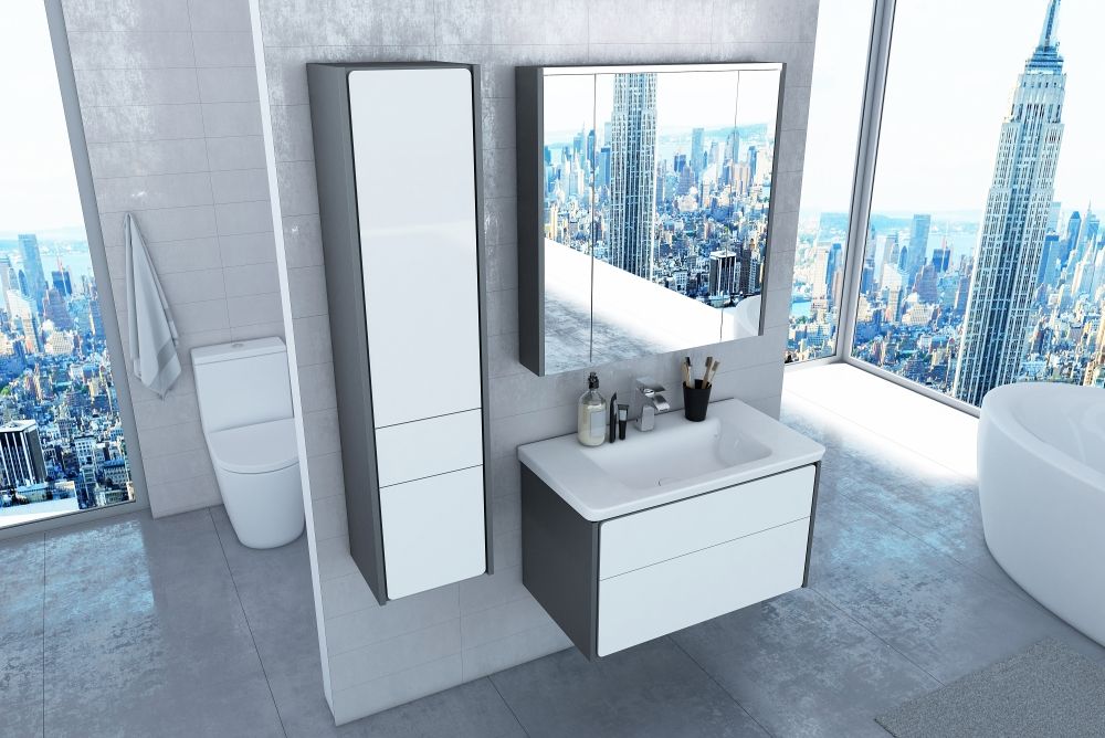 Мебель для ванной Roca Ronda 80 белый глянец, антрацит фото CULTO