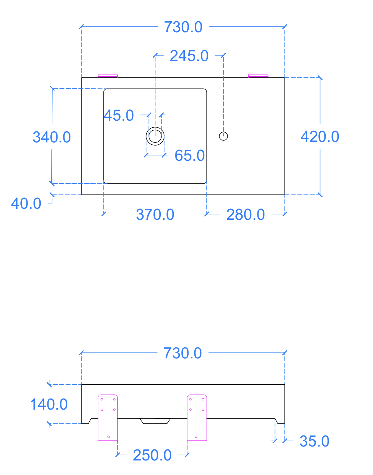 картинка Раковина подвесная/накладная MIO Brick 73*42*14 RAL любой от магазина сантехники CULTA