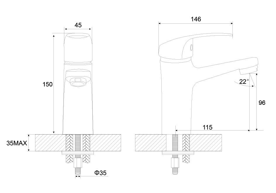 картинка Смеситель для раковины CULTO ТРИБЬЮТ (TRIBUTE) WB01TRB с коротким изливом от магазина CULTO