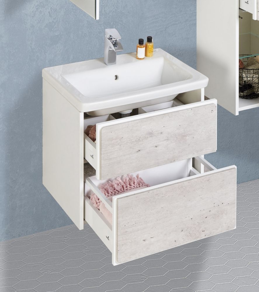 Мебель для ванной Roca Ronda 60 белая, бетон фото CULTO