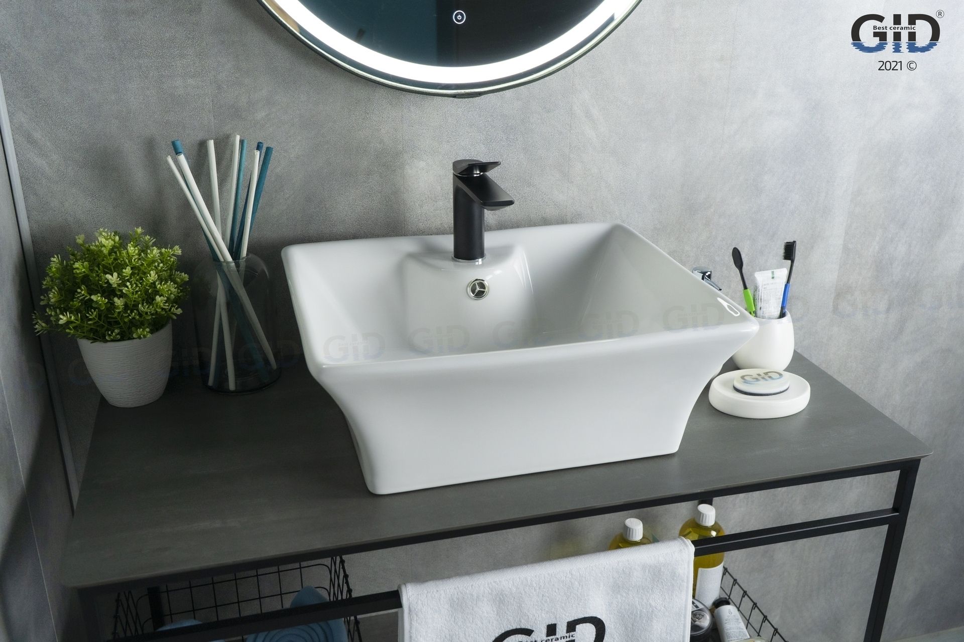 картинка Раковина накладная Gid N9108 прямоугольная цвет: Белый от магазина сантехники CULTA