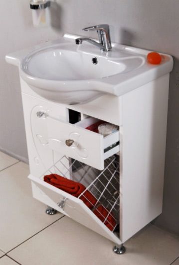 Мебель для ванной AQUATON Лиана 60 М с бельевой корзиной фото CULTO