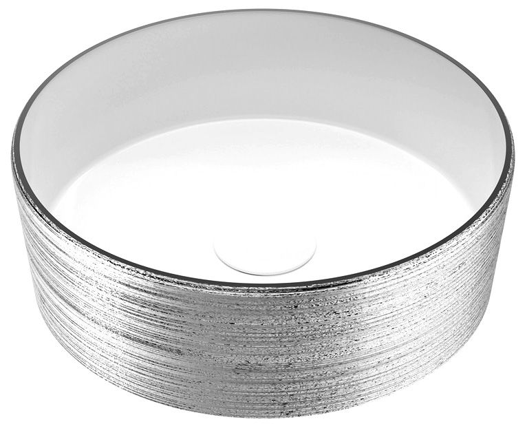 картинка Накладная раковина  Grossman GR-5020SW 35,5 * 35,5 серебро/белая от магазина сантехники CULTA