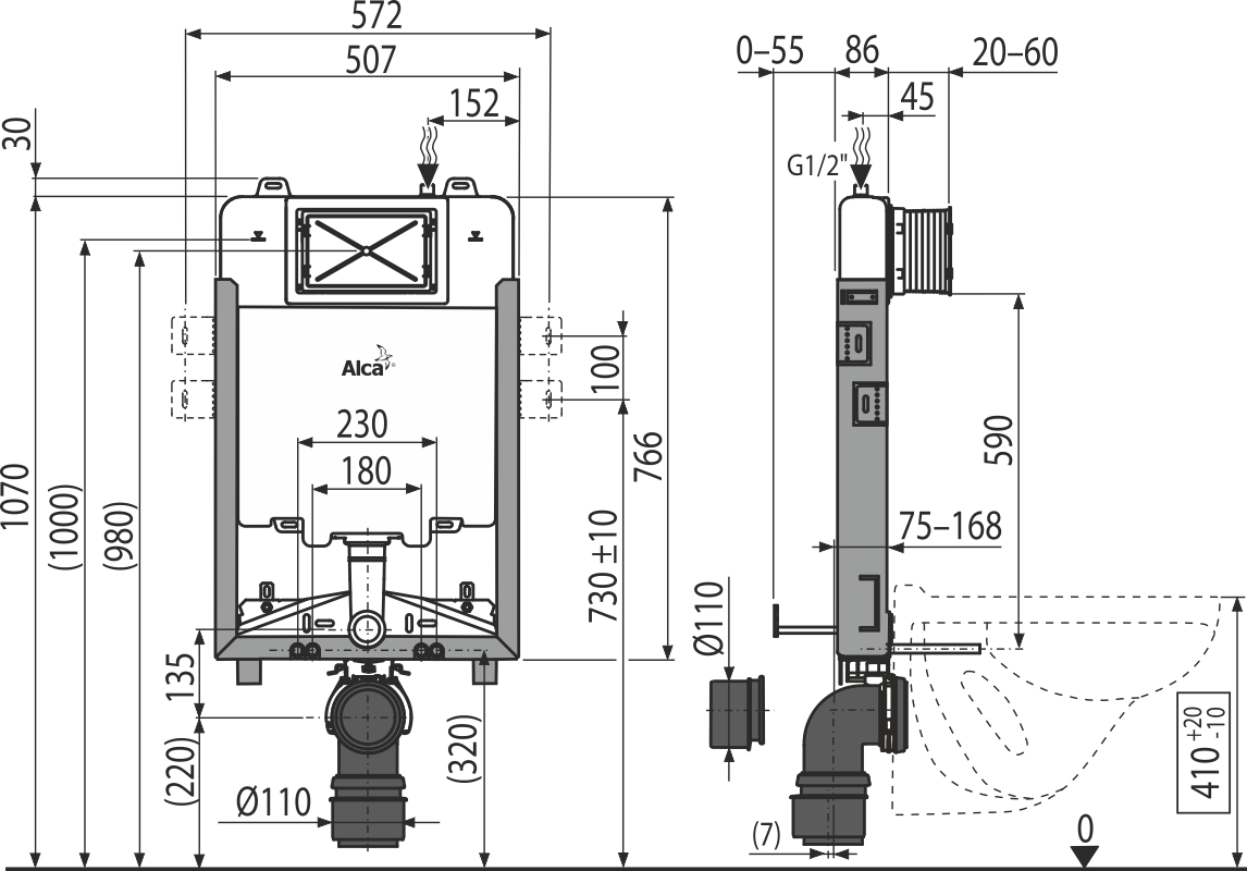 картинка Бачок для унитаза для замуровывания в стену AlcaPlast Renovmodul Slim AM1115/1000 от магазина CULTO