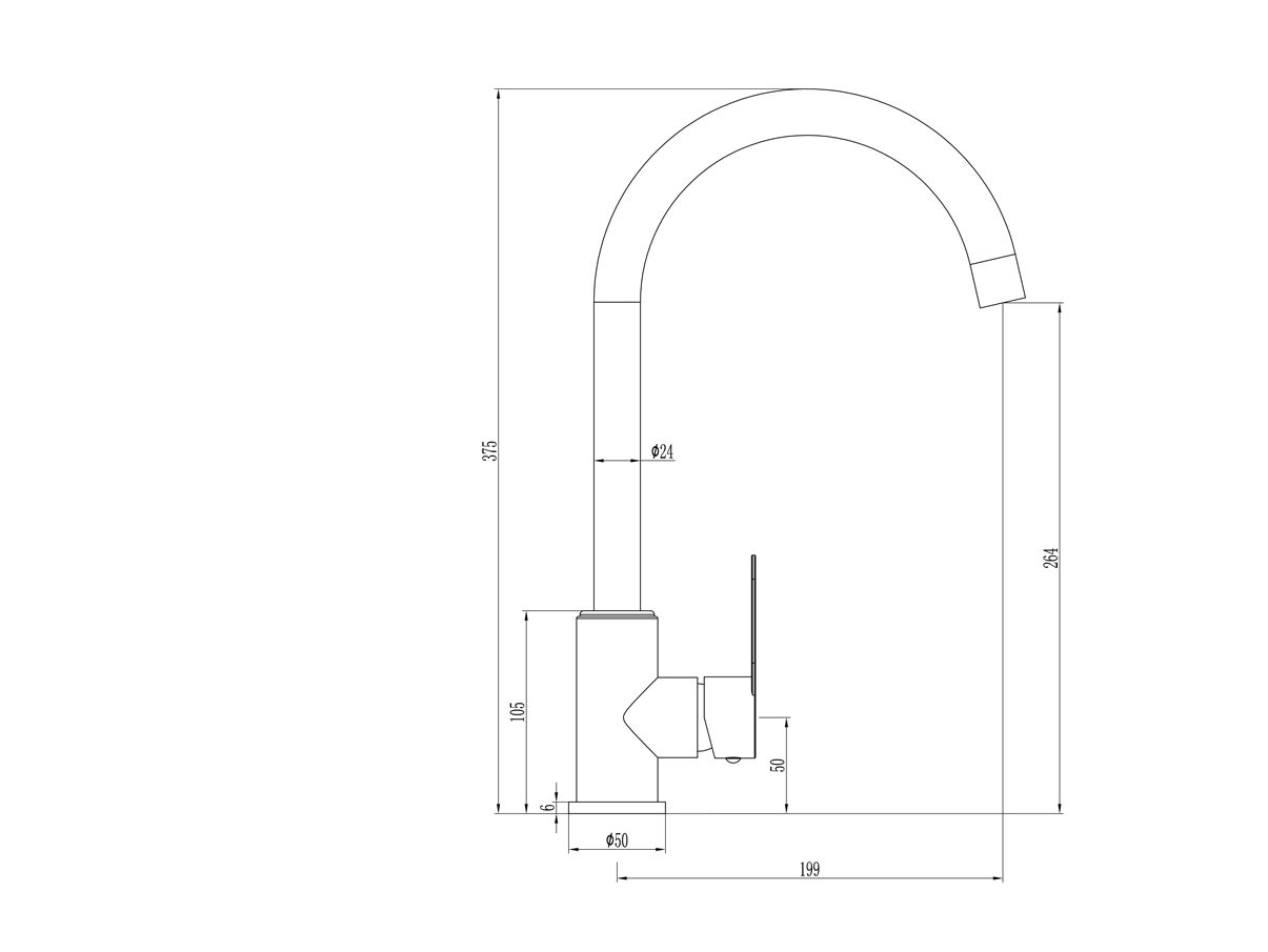 картинка Смеситель для кухни с высоким изливом CULTO МАРК (MARK) MK01KI однорычажный от магазина CULTO