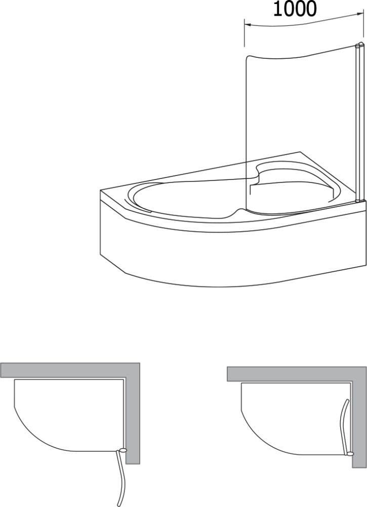Шторка на ванну Ravak Rosa CVSK1 160/170 R Transparent, профиль белый CULTO
