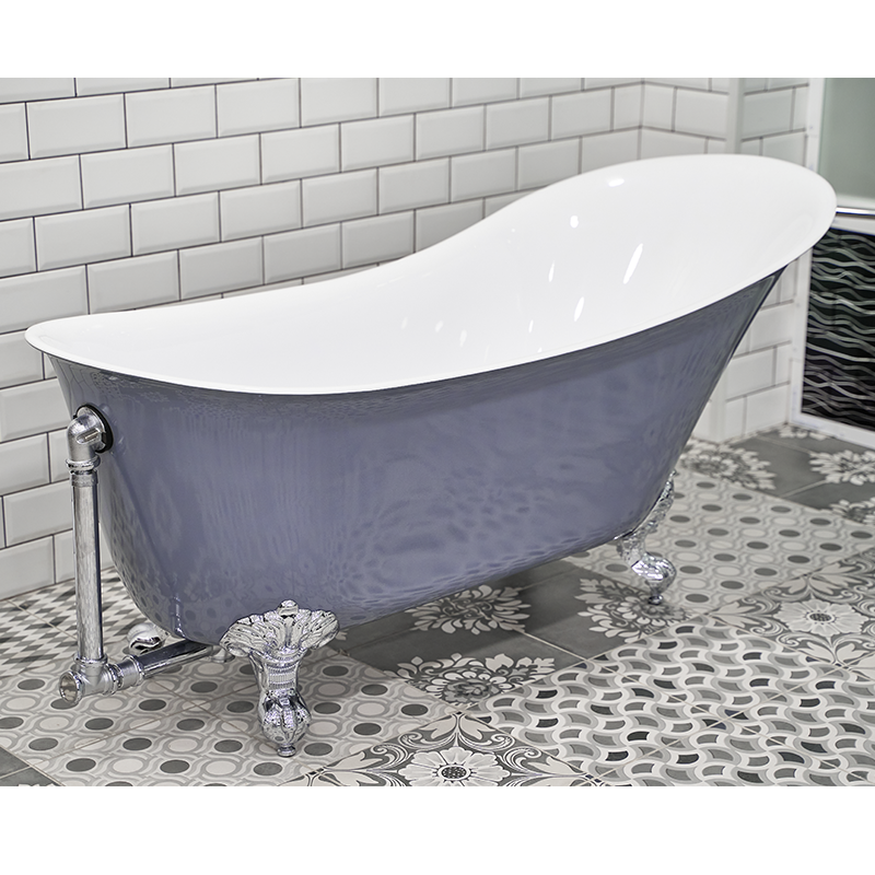 Акриловая ванна "Кондор" на ножках со сливом-переливом (комплектация хром)