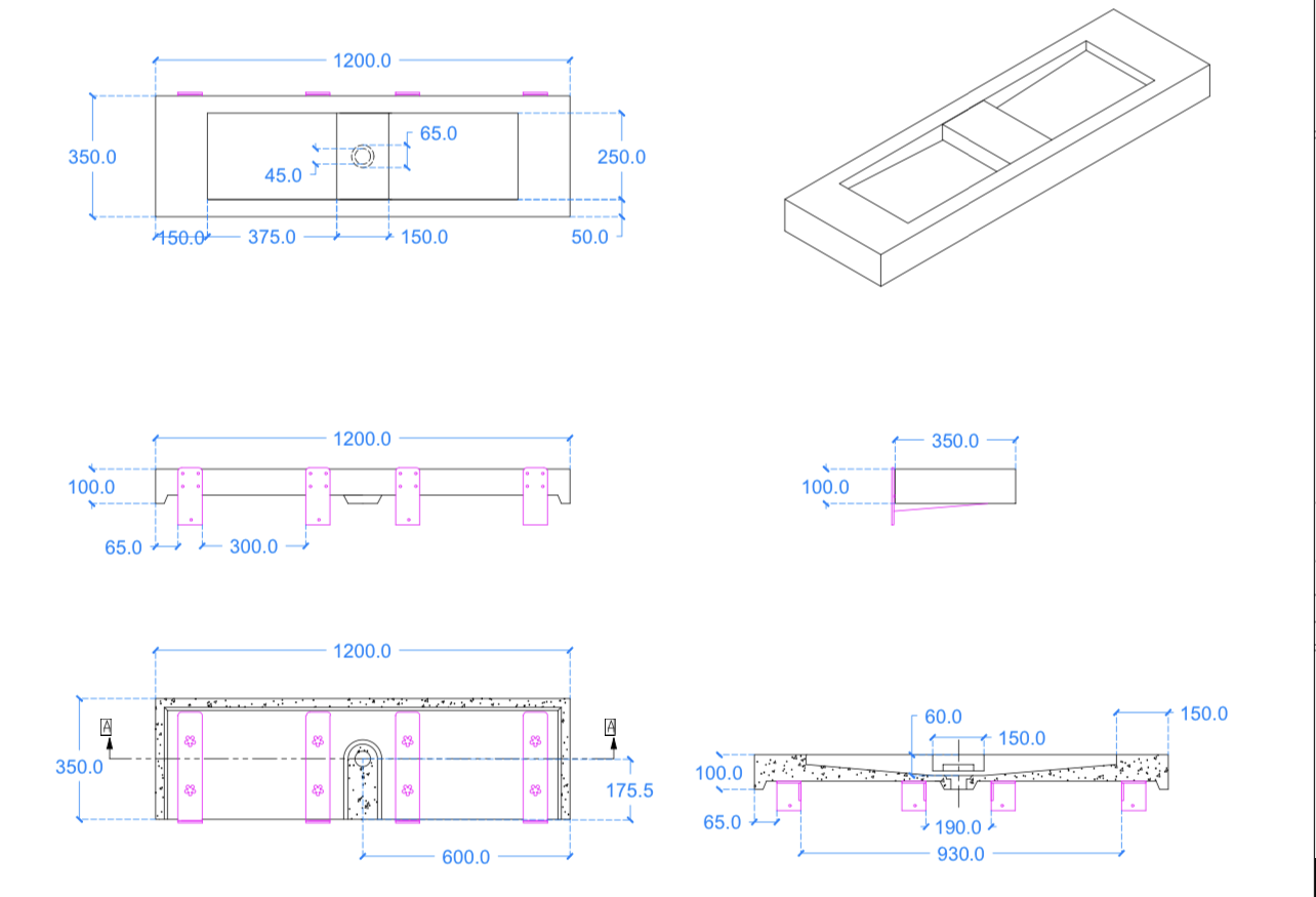 картинка Раковина подвесная/накладная MIO Infinity 120*35*10 RAL любой от магазина сантехники CULTA