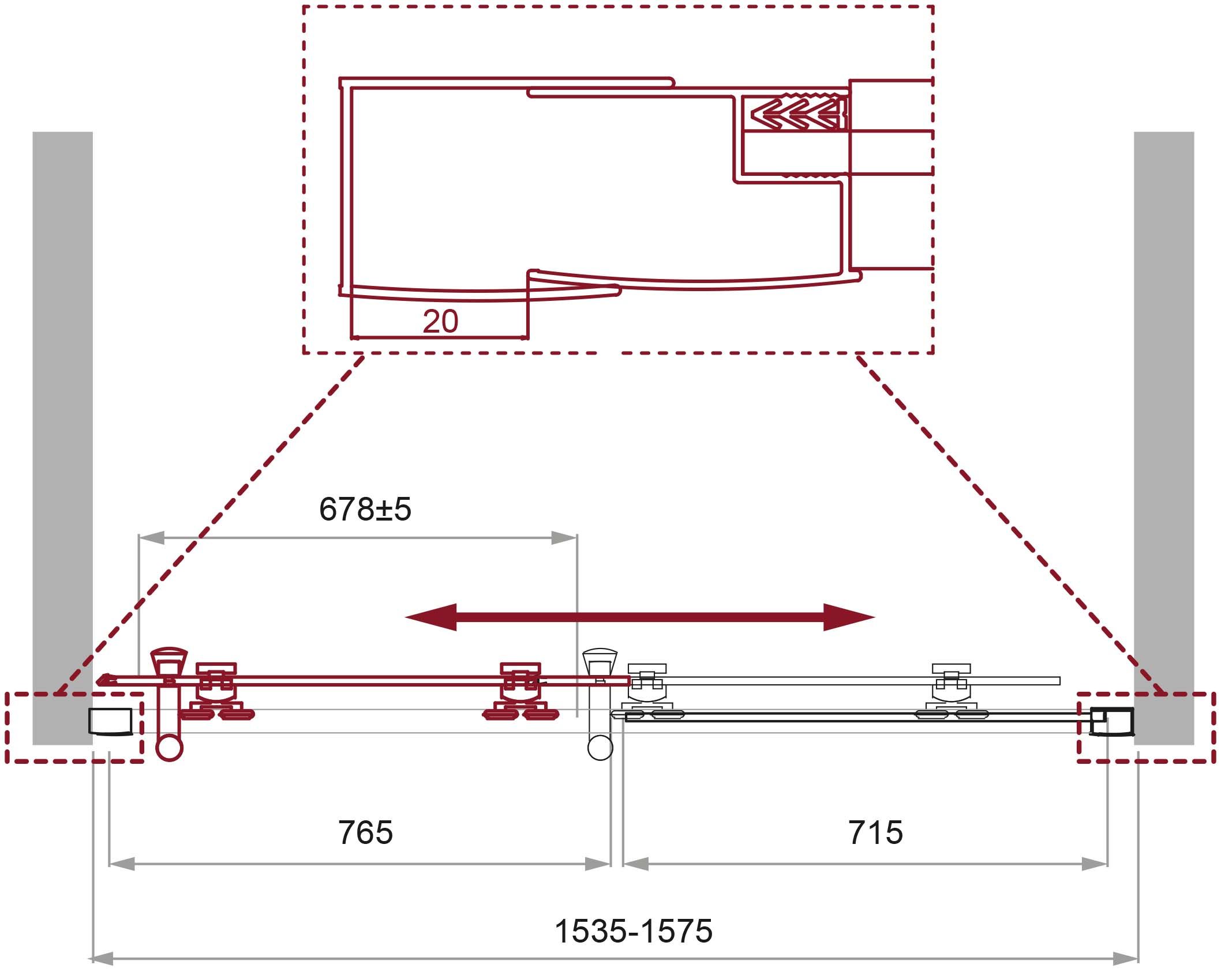 Душевая дверь BelBagno UNO-195-BF-1-155-P-Cr CULTO