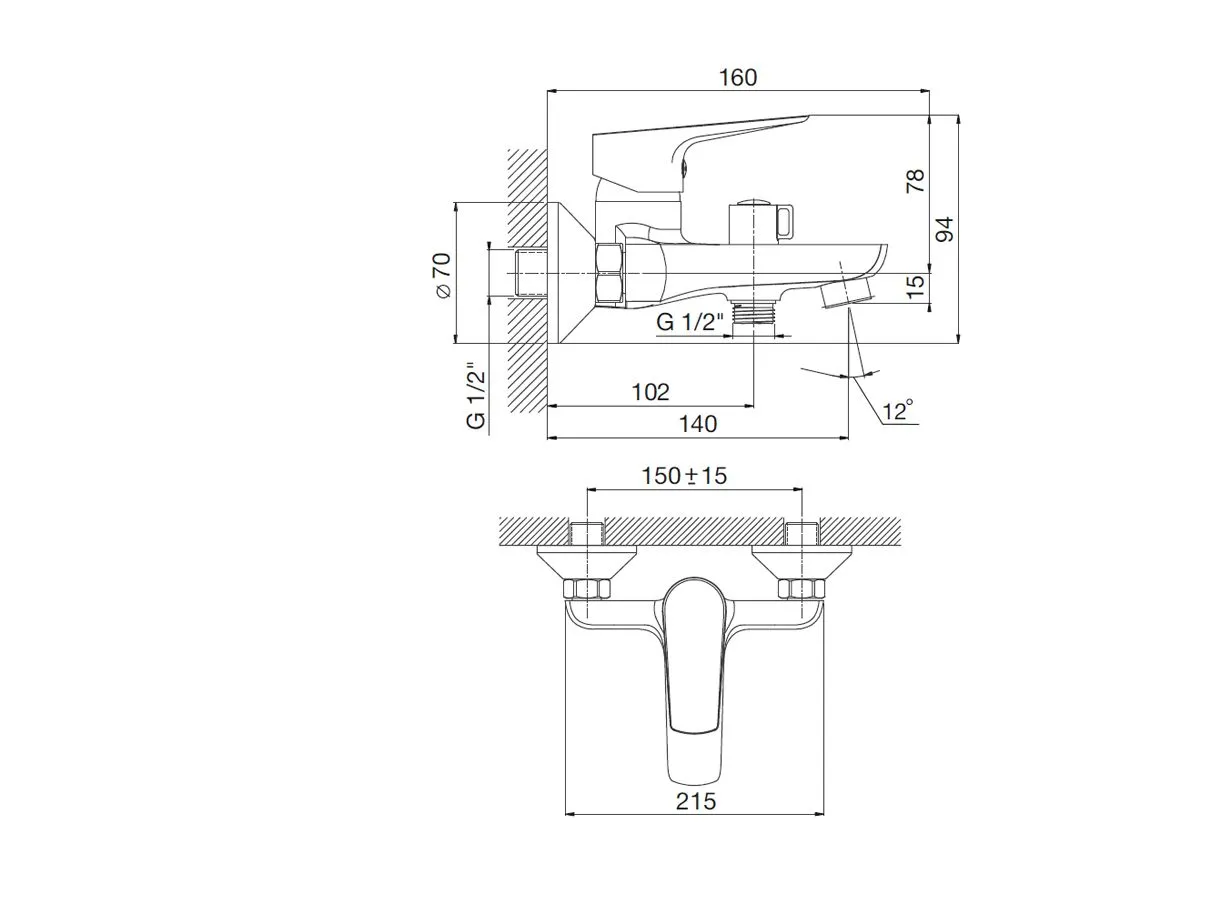 Смеситель для ванны с коротким изливом и душевым набором MITTE МОДА (MODA) в магазине Культо