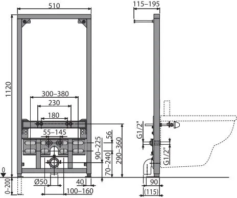 картинка Система инсталляции для биде AlcaPlast A105/1120 от магазина CULTO