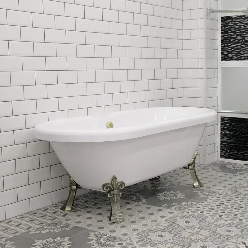 Акриловая ванна "Леонесса" на ножках "лилия" со сливом-переливом (комплектация бронза, перламутр)