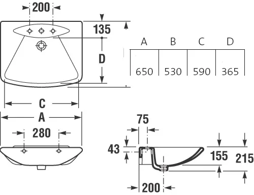 картинка Раковина Roca Sidney 650х53  арт.327382 от магазина сантехники CULTA