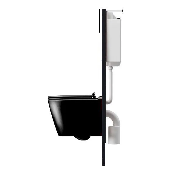 картинка Унитаз с инсалляцией подвесной CULTO MONET черный с черной матовой кнопкой от магазина CULTO