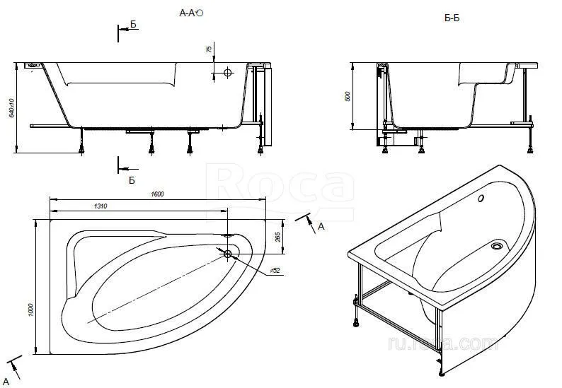 Ванна Roca Welna 160x100 R асимметричная белая ZRU9302998