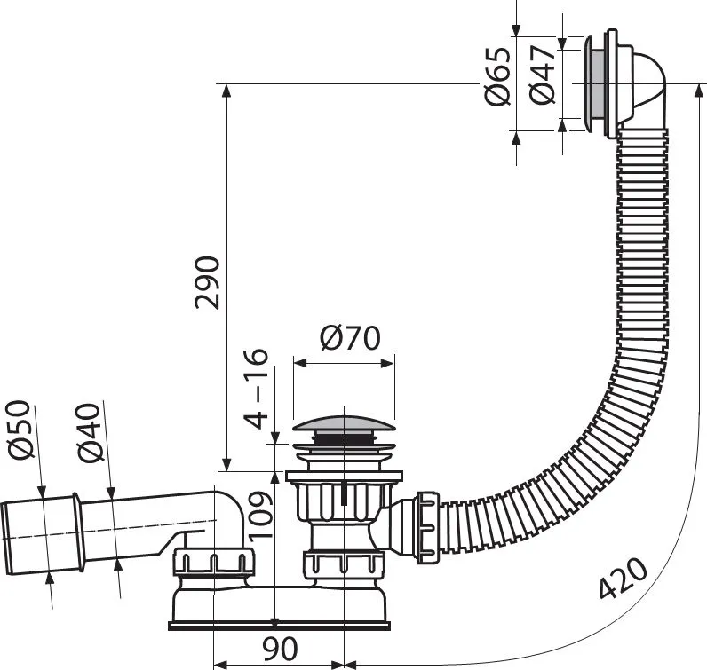 Сифон для поддона AlcaPlast A503KM CULTO
