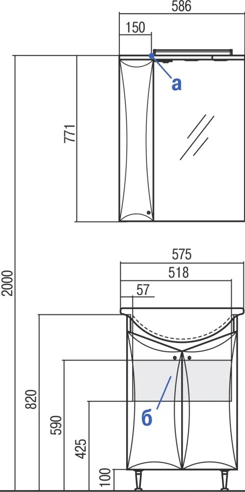 Зеркало-шкаф AQUATON Джимми 57 R фото CULTO