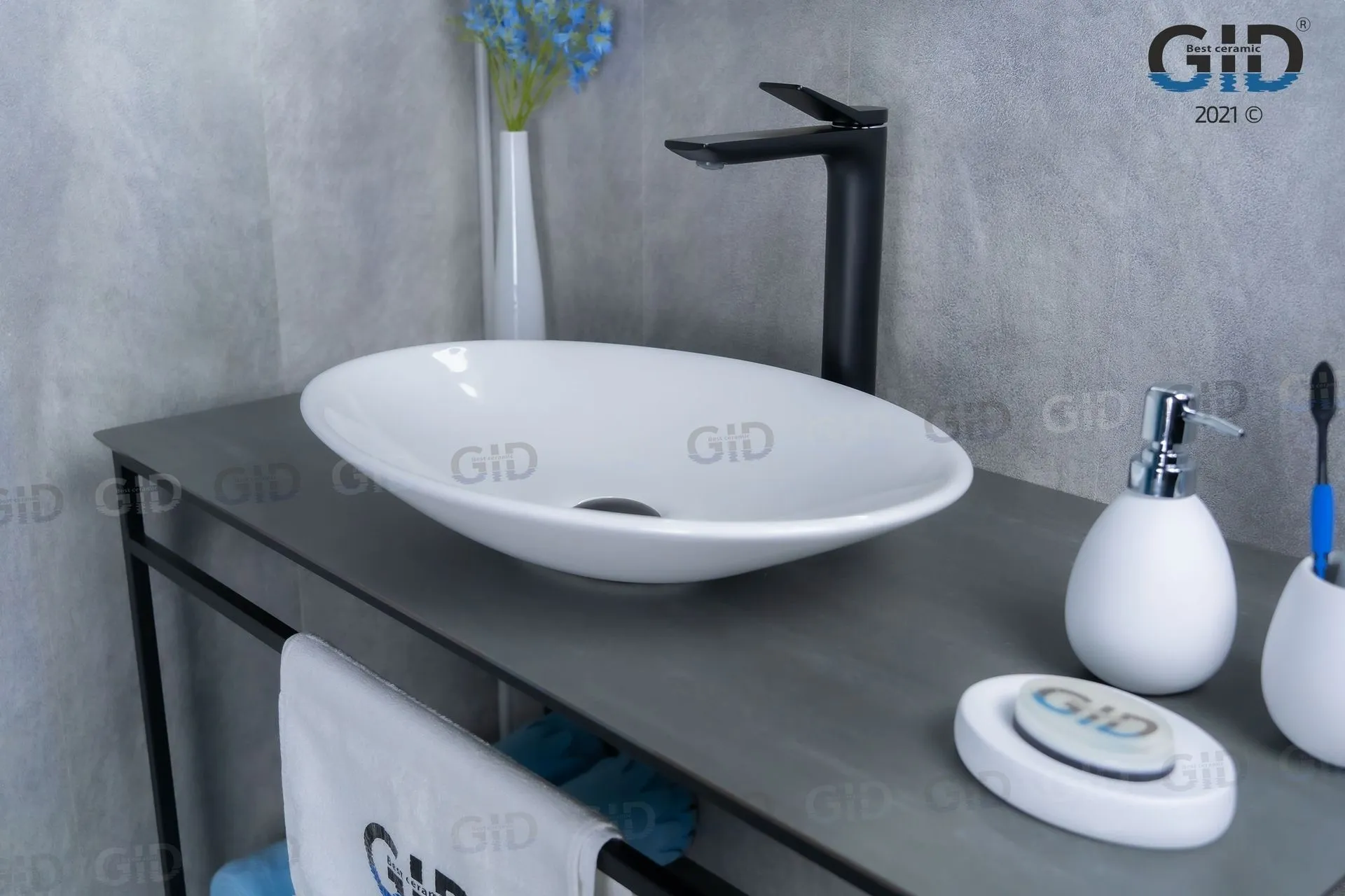 картинка Раковина накладная Gid N9022 овальная цвет: Белый от магазина сантехники CULTA