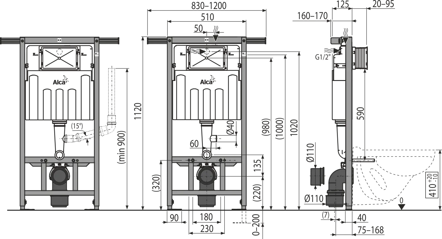 картинка Инсталляция для унитазов AlcaPlast Jadromodul AM102/1120V с возможностью вентиляции от магазина CULTO