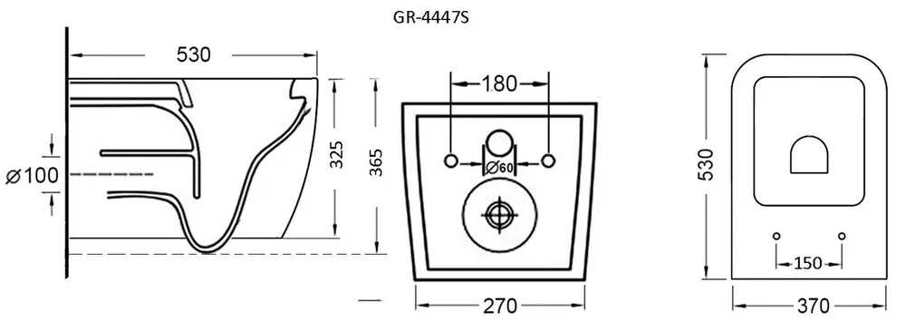 картинка Унитаз подвесной GROSSMAN GR-4447S безободковый с сиденьем микролифт премиум класса