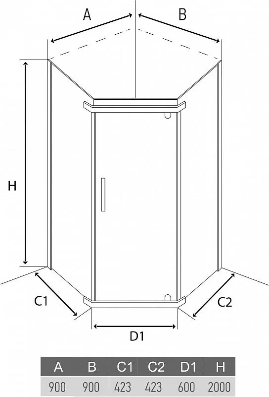 Душевое ограждение ALEX BAITLER 90*90*200 прозрачное 8М AB215-90 CULTO
