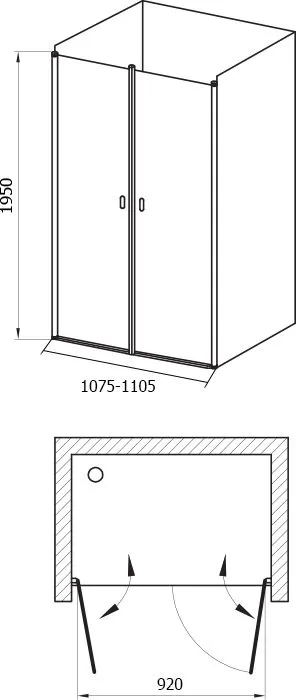 Душевая дверь в нишу Ravak CSDL2-110 Transparent, профиль белый CULTO