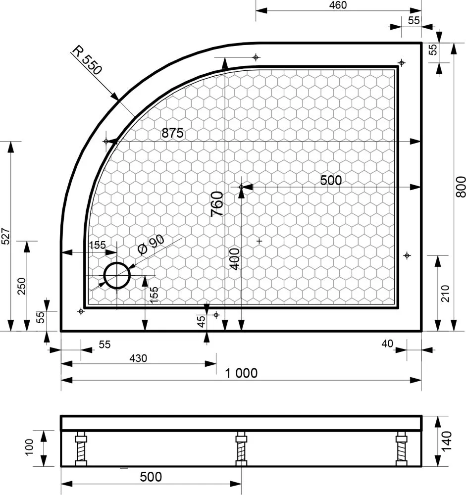 Поддон для душа Эстет Омега L 100x80 CULTO