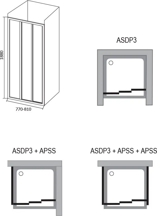Душевая дверь в нишу Ravak ASDP3-80 Transparent, профиль белый CULTO