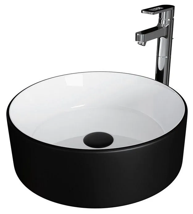 картинка Накладная раковина  Grossman GR-4040BW 36 * 36  черная/белая от магазина сантехники CULTA