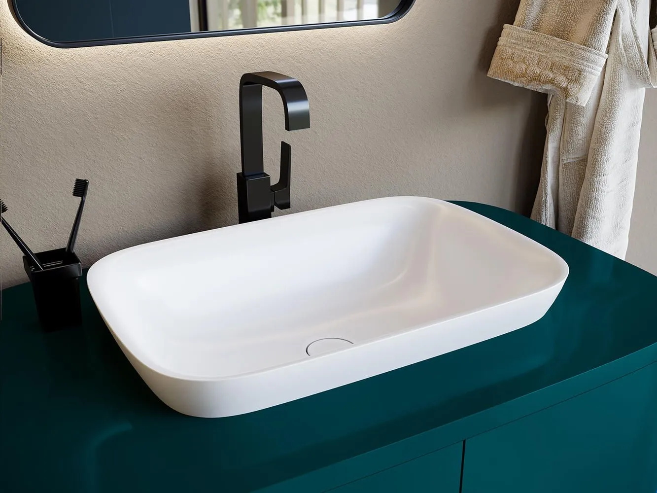 Раковина полувстраиваемая MAREA 02 покраска по RAL полностью. Матовая картинка Раковина полувстраиваемая MAREA 02 покраска по RAL полностью. Матовая от магазина сантехники CULTA