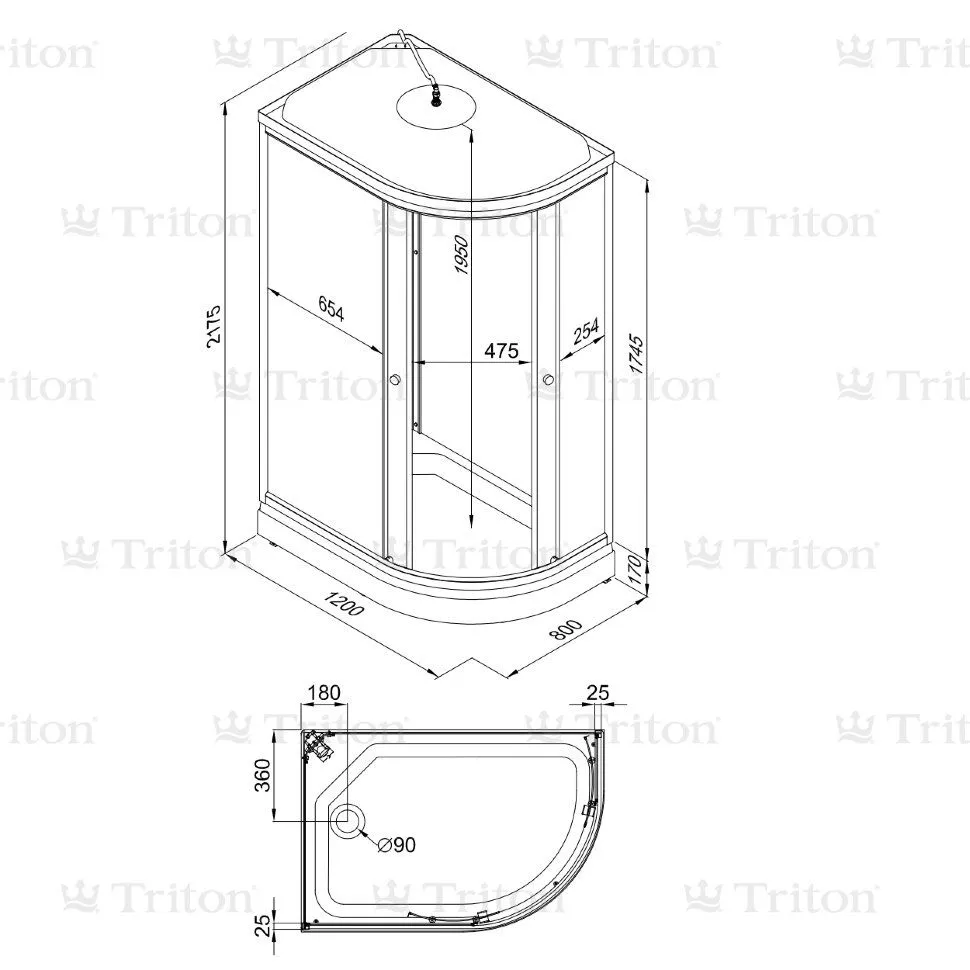 Душевая Кабина Triton Коралл 120*80 А Левая CULTO