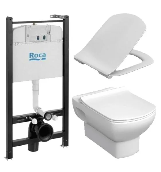 картинка Унитаз с инсталляцией подвесной Roca Dama Senso Pack 893104680 с горизонтальным выпуском от магазина CULTO