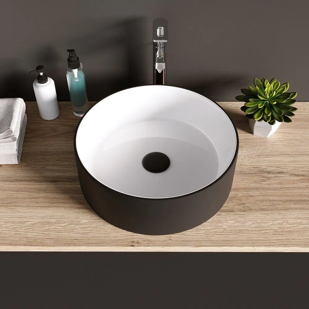 картинка Накладная раковина  Grossman GR-4040BW 36 * 36  черная/белая от магазина сантехники CULTA