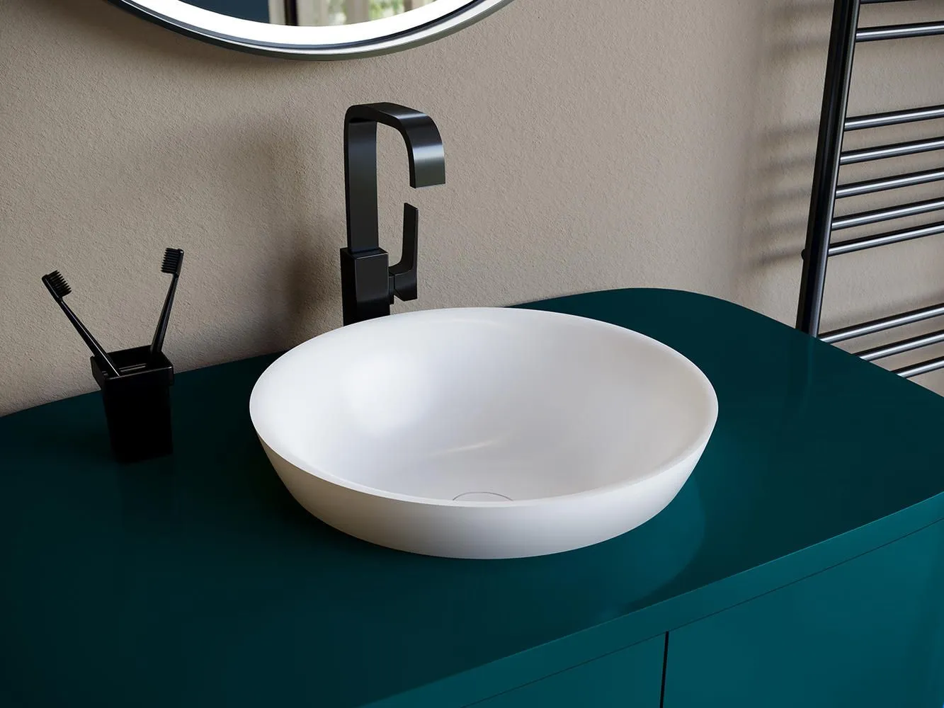 картинка Раковина полувстраиваемая MAREA 03 покраска по RAL полностью. Матовая от магазина сантехники CULTA